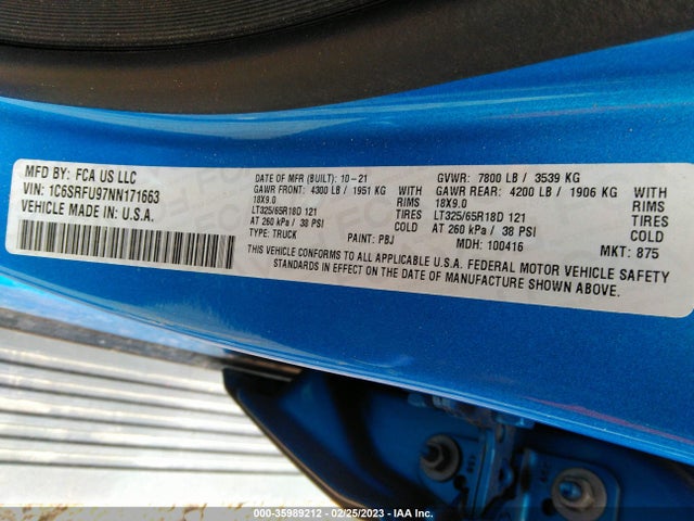 RAM 1500 Trx 2022 1C6SRFU97NN171663 Image 10