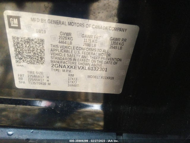 Chevrolet EQUINOX LT 2020 2GNAXKEVXL6132301 Image 10