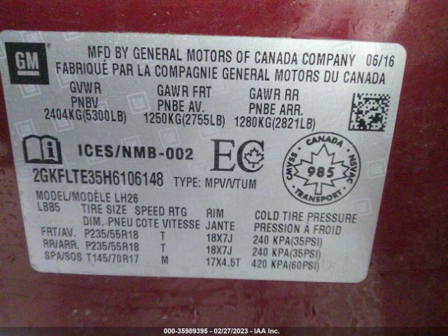 2GKFLTE35H6106148 GMC Terrain Sle