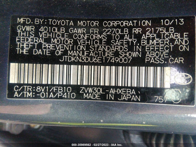 Toyota Prius Four/five/three/one/two 2014 JTDKN3DU6E1749007 Image 10