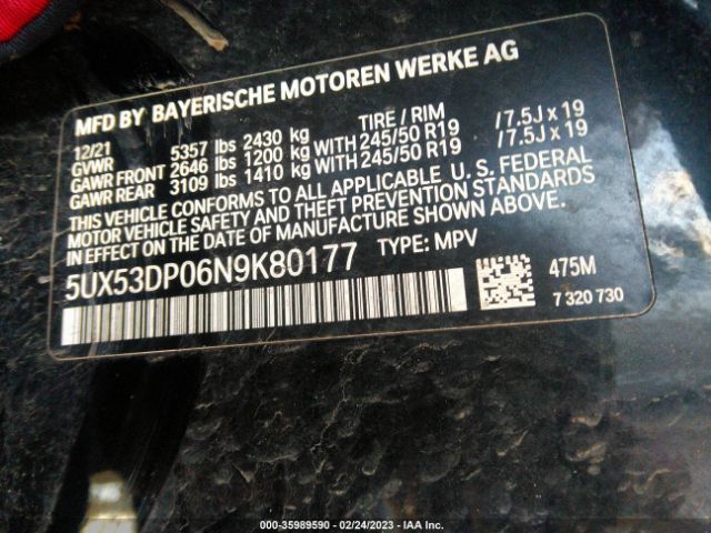 5UX53DP06N9K80177 BMW X3 Xdrive30i