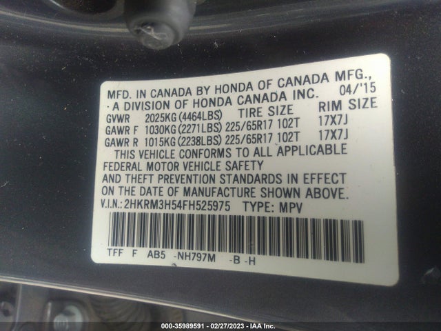 Honda CR-V EX 2015 2HKRM3H54FH525975 Image 11