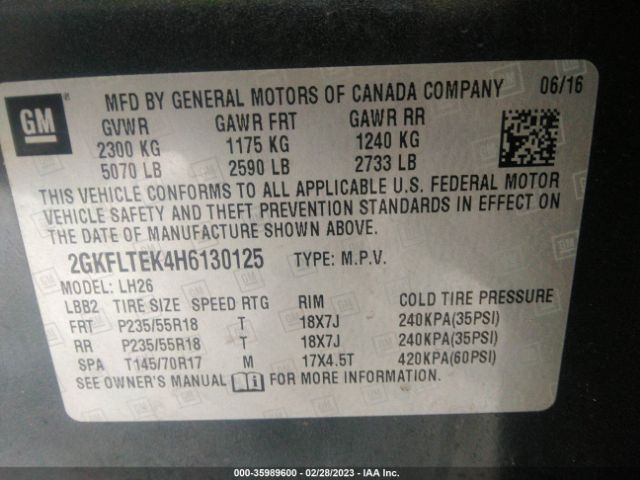 2GKFLTEK4H6130125 GMC Terrain Sle