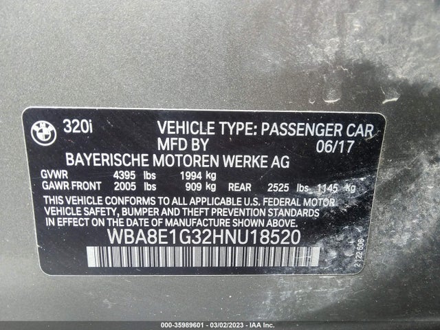 BMW 3 Series 320i 2017 WBA8E1G32HNU18520 Image 9