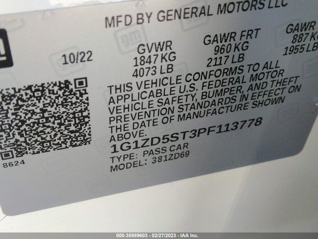 Chevrolet MALIBU LT 2023 1G1ZD5ST3PF113778 Image 9