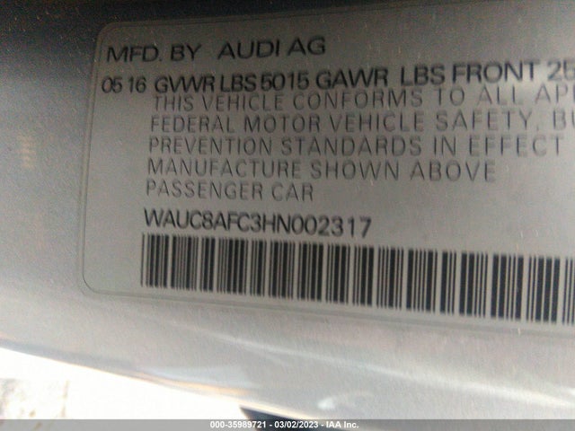 2017 Audi A6, VIN: WAUC8AFC3HN002317