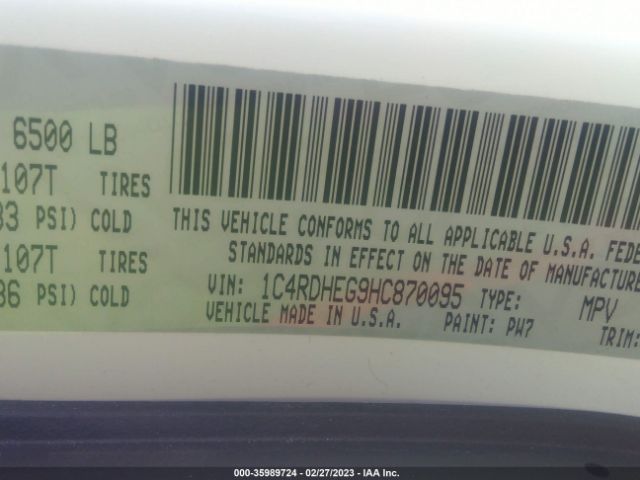1C4RDHEG9HC870095 Dodge Durango Citadel