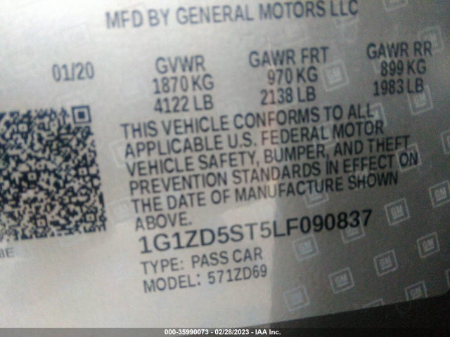 Chevrolet MALIBU LT 2020 1G1ZD5ST5LF090837 Image 9