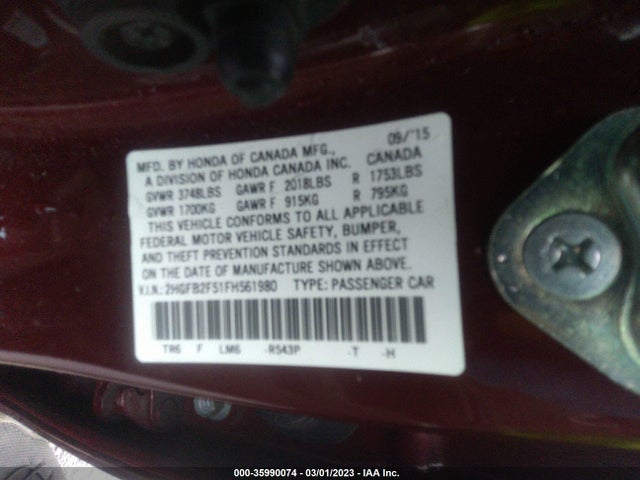 Honda Civic Sedan Lx 2015 2HGFB2F51FH561980 Image 10