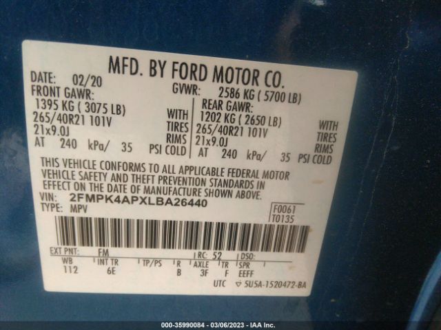 2FMPK4APXLBA26440 Ford EDGE ST