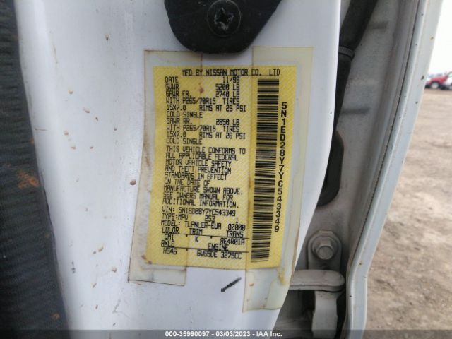 5N1ED28Y7YC543349 Nissan Xterra Xe/se