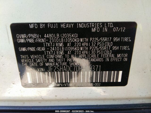 JF2SHADC7DH419371 Subaru Forester 2.5x Premium