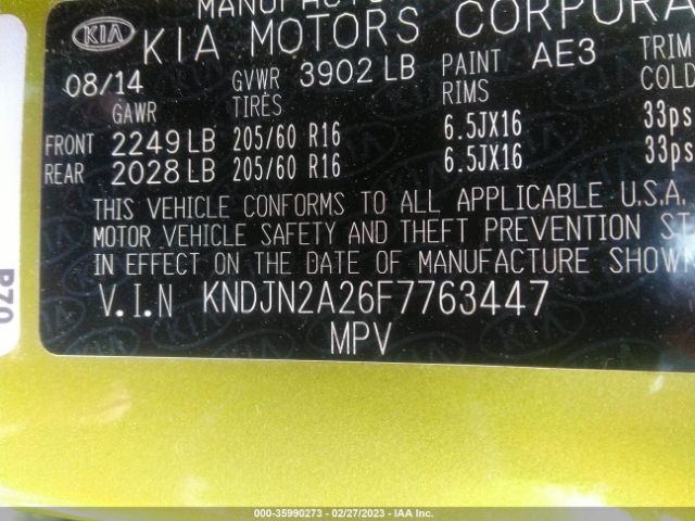 KNDJN2A26F7763447 KIA Soul Base