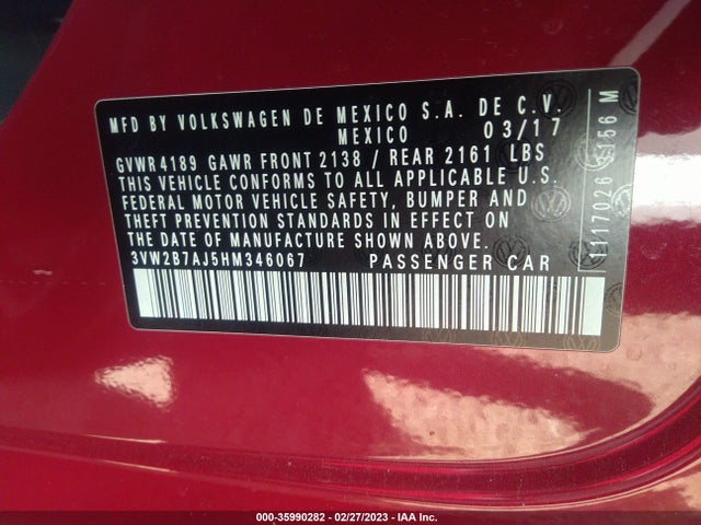 3VW2B7AJ5HM346067 Volkswagen Jetta 1.4t S