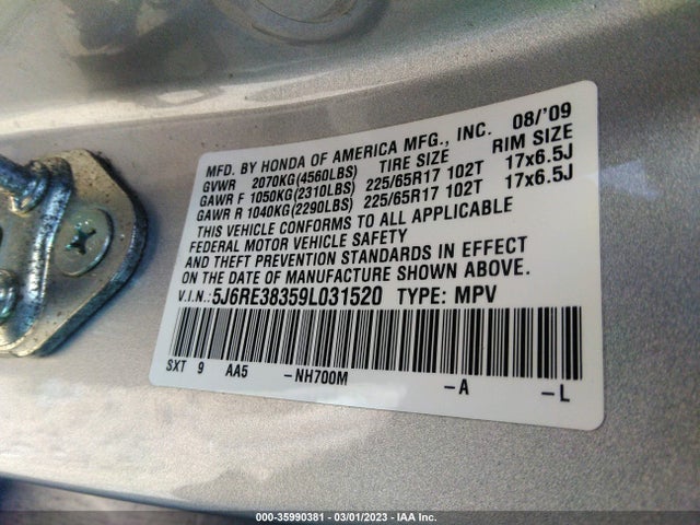 Honda CR-V 2009 5J6RE38359L031520 Image 9