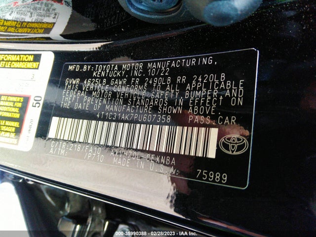 2023 Toyota Camry, VIN: 4T1C31AK7PU607358