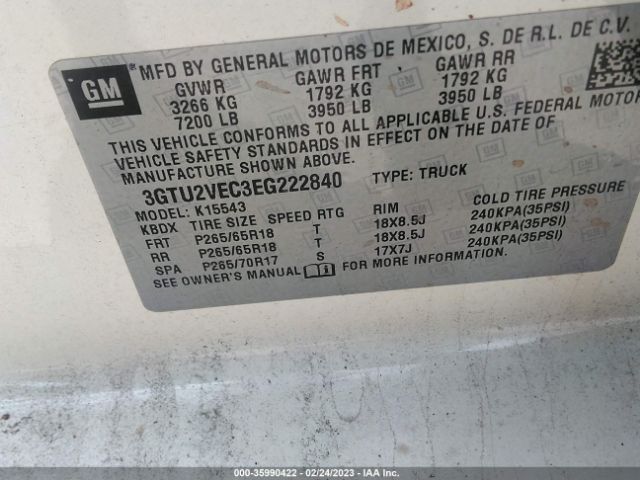 3GTU2VEC3EG222840 GMC Sierra 1500 Slt