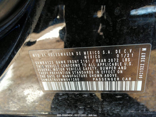 3VWC57BU5MM041280 Volkswagen Jetta S/se/r-line