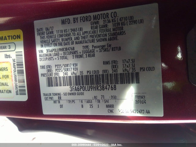 Ford Fusion Hybrid Se 2017 3FA6P0LU9HR384768 Image 11