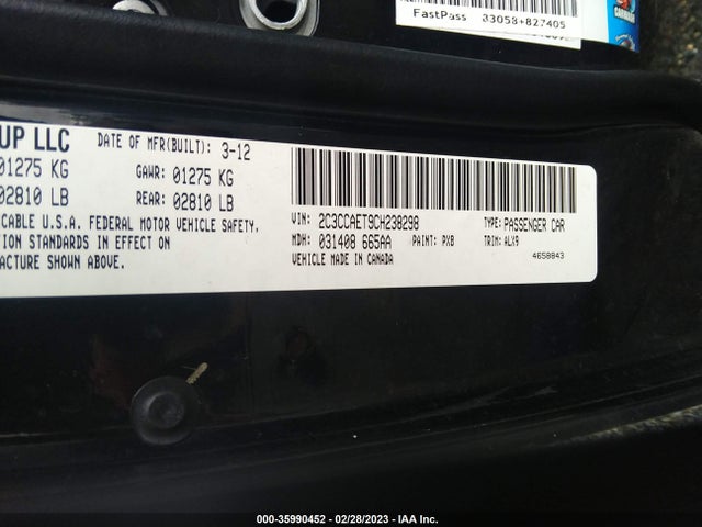 2C3CCAET9CH238298 Chrysler 300 300c
