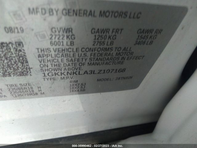 1GKKNKLA3LZ107168 GMC ACADIA SLE