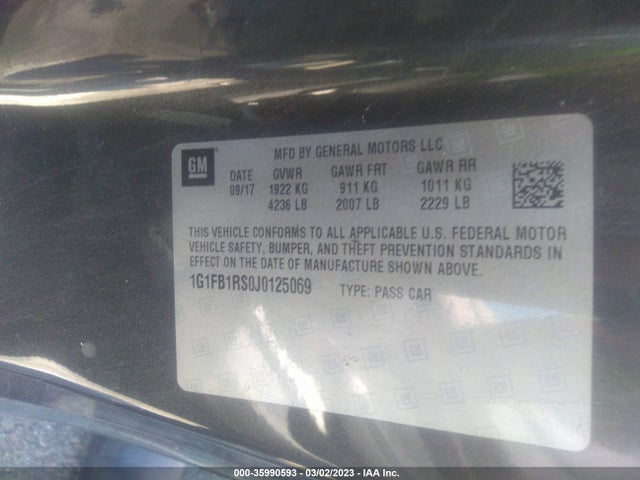 Chevrolet Camaro 1lt 2018 1G1FB1RS0J0125069 Image 9