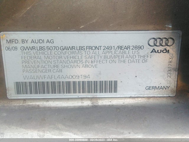 WAUWFAFL4AA009194 Audi A4 2.0t Premium  Plus