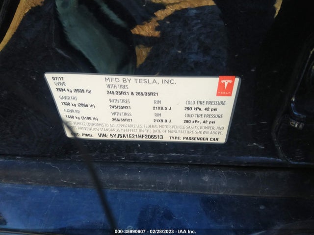 Tesla Model S 100d/90d/75d/60d/p100d 2017 5YJSA1E21HF206513 Image 10