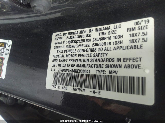 Honda CR-V EX 2019 7FARW1H54KE030641 Image 9