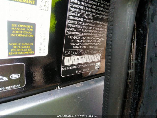 SALGS2RU7LA598119 Land Rover Range Rover Hse