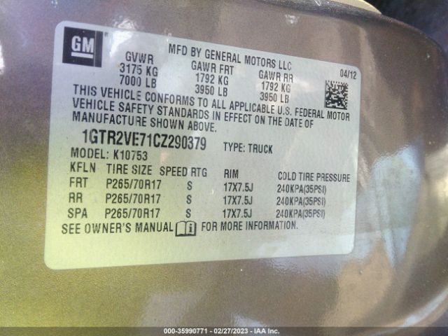 1GTR2VE71CZ290379 GMC Sierra 1500 Sle