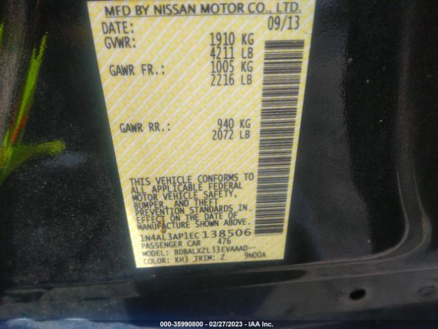 1N4AL3AP1EC138506 Nissan Altima 2.5 Sl