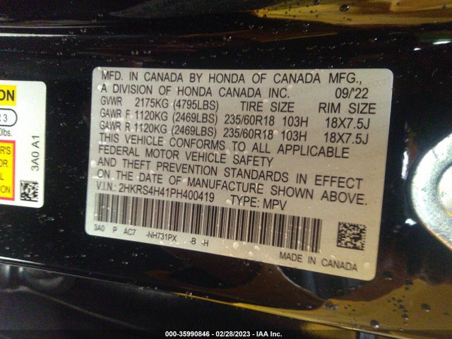 Honda CR-V EX 2023 2HKRS4H41PH400419 Image 9