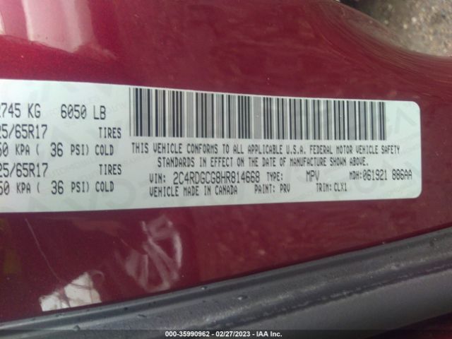2C4RDGCG8HR814668 Dodge Grand Caravan Sxt