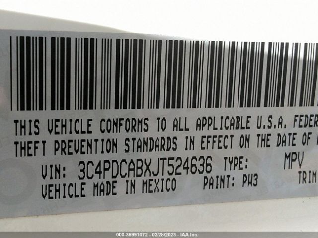 3C4PDCABXJT524636 Dodge JOURNEY SE