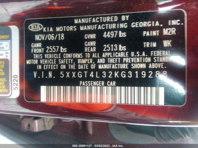 5XXGT4L32KG319288 KIA Optima Lx