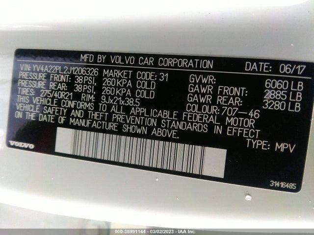 2018 Volvo XC90, VIN: YV4A22PL2J1206326