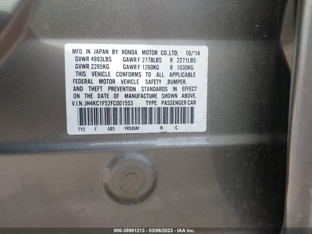 2015 Acura RLX, VIN: JH4KC1F52FC001553