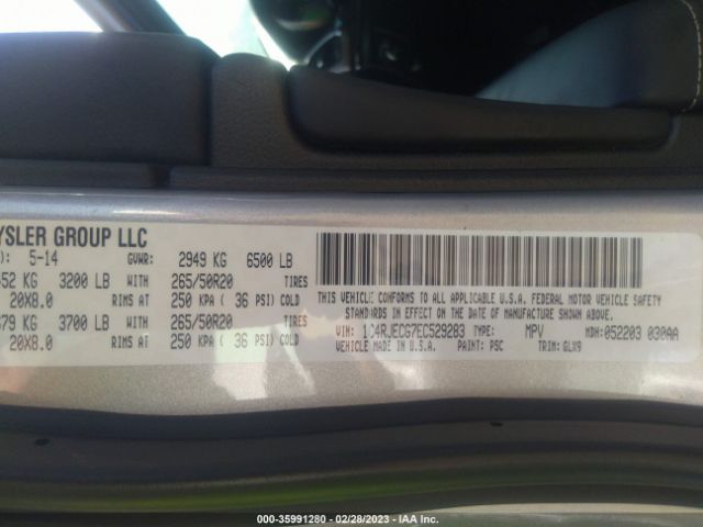 1C4RJECG7EC529283 Jeep Grand Cherokee Overland