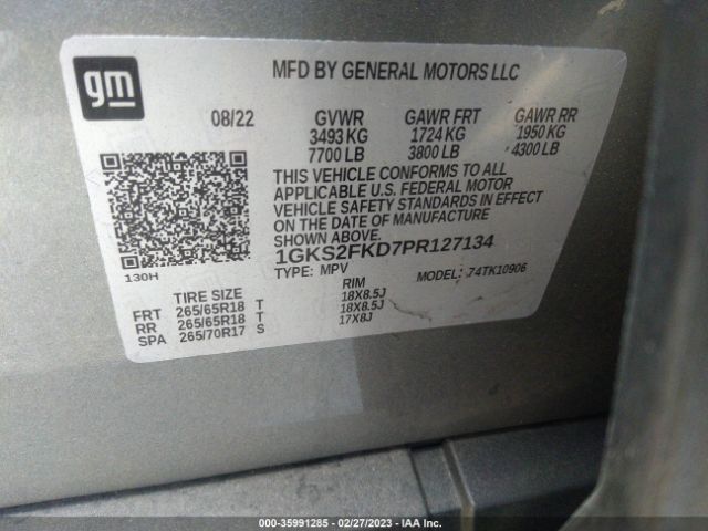 1GKS2FKD7PR127134 GMC Yukon Xl Sle