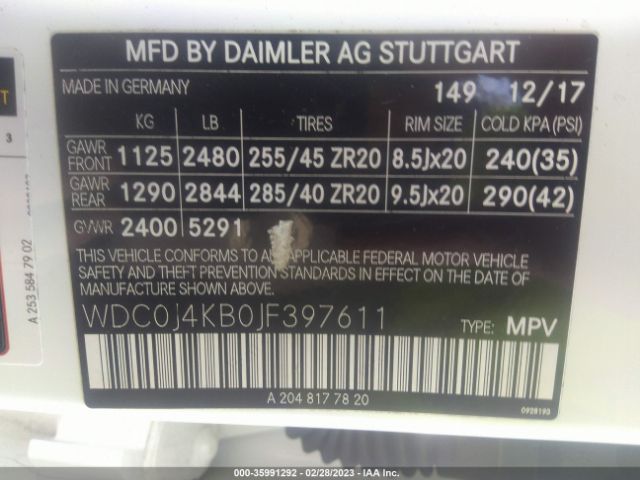WDC0J4KB0JF397611 Mercedes-Benz Glc Glc 300