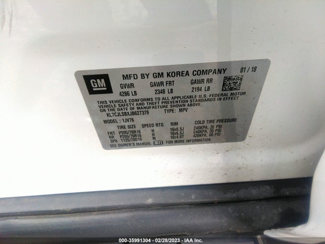 Chevrolet Trax Lt 2018 KL7CJLSBXJB627379 Image 10