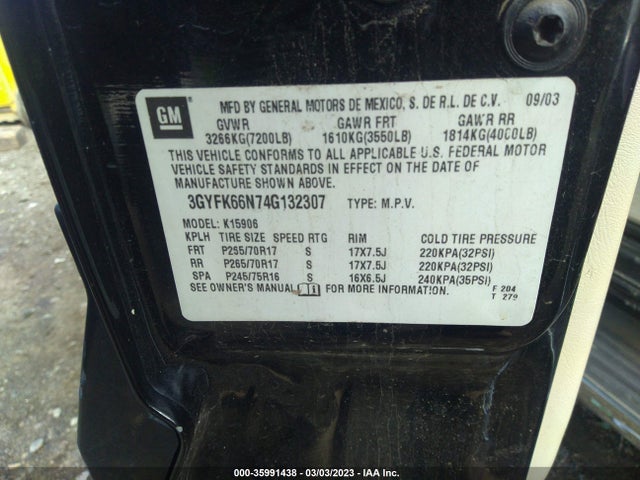 Cadillac ESCALADE ESV 2004 3GYFK66N74G132307 Image 10