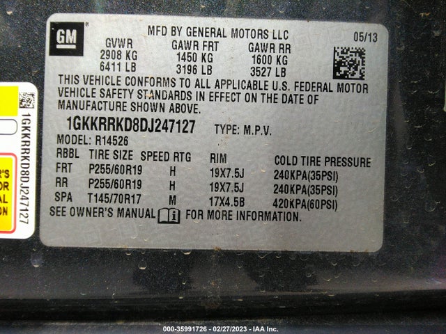 GMC ACADIA SLT 2013 1GKKRRKD8DJ247127 Image 9