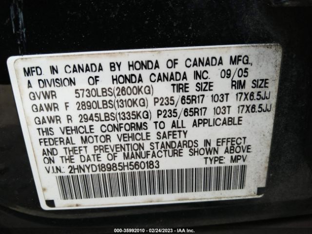 2HNYD18985H560183 Acura Mdx Touring