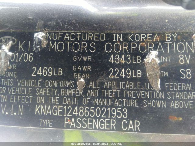 KNAGE124865021953 KIA Optima Lx/ex