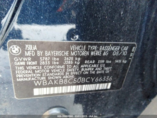 BMW 7 Series 750li 2011 WBAKB8C50BCY66336 Image 9