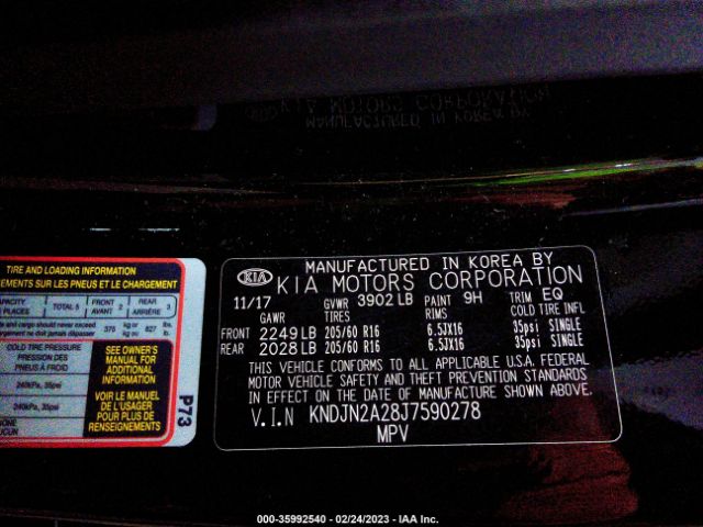 KNDJN2A28J7590278 KIA Soul Base