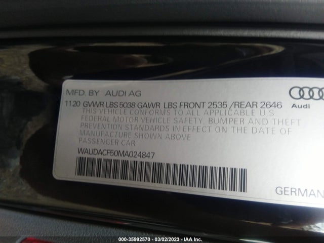 WAUDACF50MA024847 Audi A5 Sportback S Line Premium