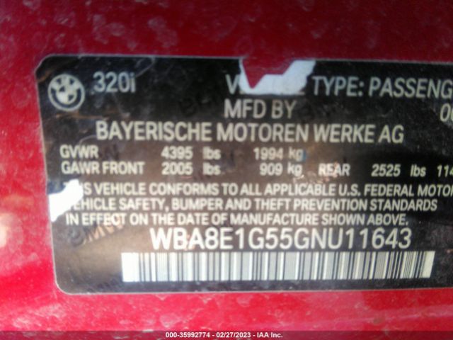 WBA8E1G55GNU11643 BMW 3 Series 320i